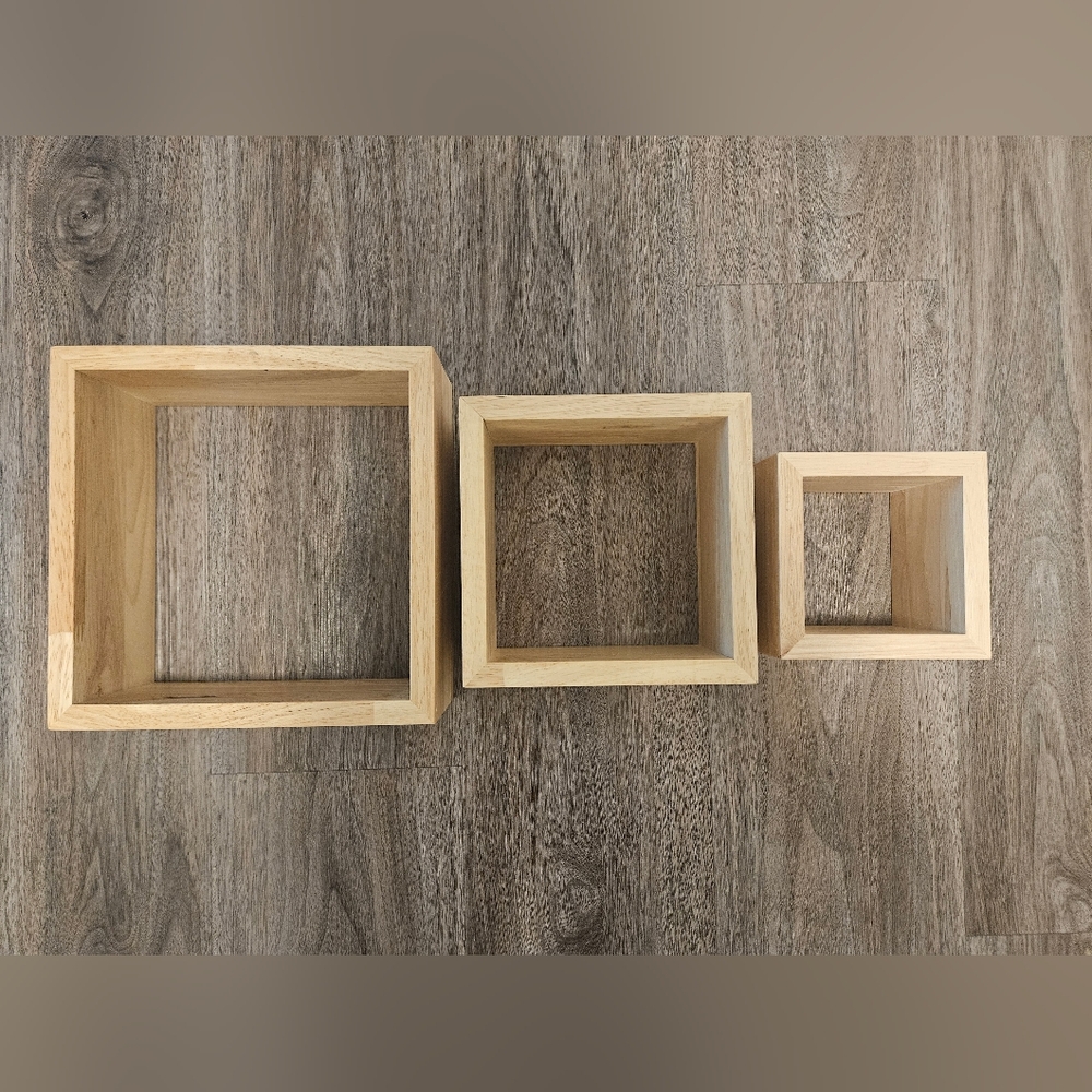 Set of 3 Wooden Box Shelves